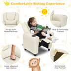 Fauteuil inclinable pour enfants Costway en cuir synthétique avec accoudoirs et repose-pieds