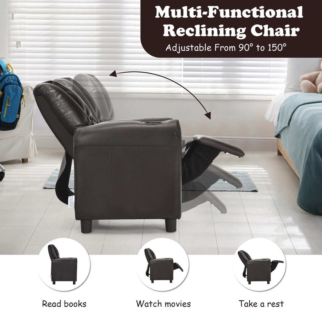 Fauteuil inclinable pour enfants Costway en cuir synthétique avec accoudoirs et repose-pieds