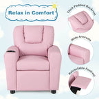 Fauteuil inclinable pour enfants Costway avec porte-gobelet et poche latérale réglable