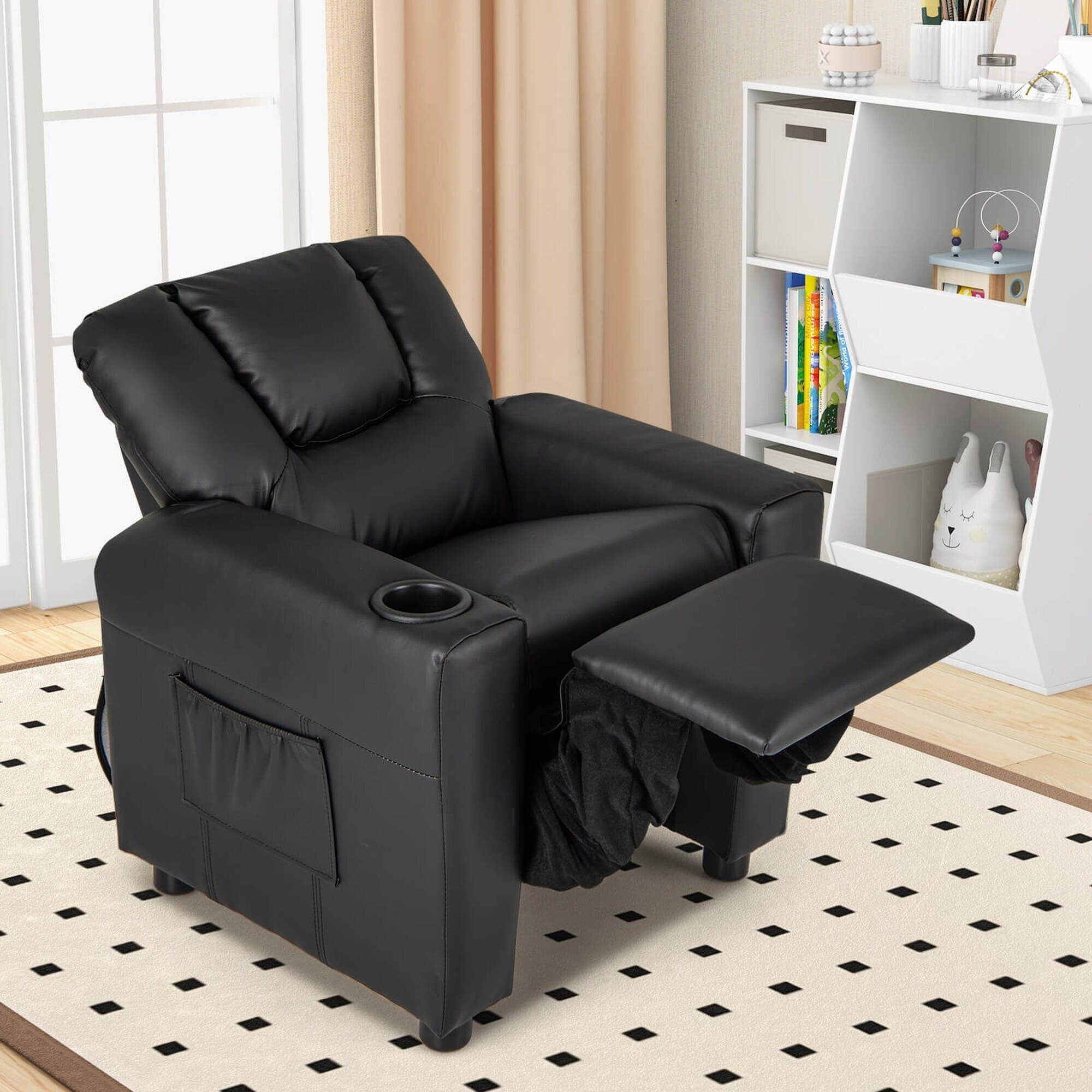 Fauteuil inclinable pour enfants Costway avec porte-gobelet et poche latérale réglable