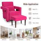 Fauteuil simple en polaire berbère moderne Costway avec pouf et ceinture - 31'' x 31'' x 34,5''