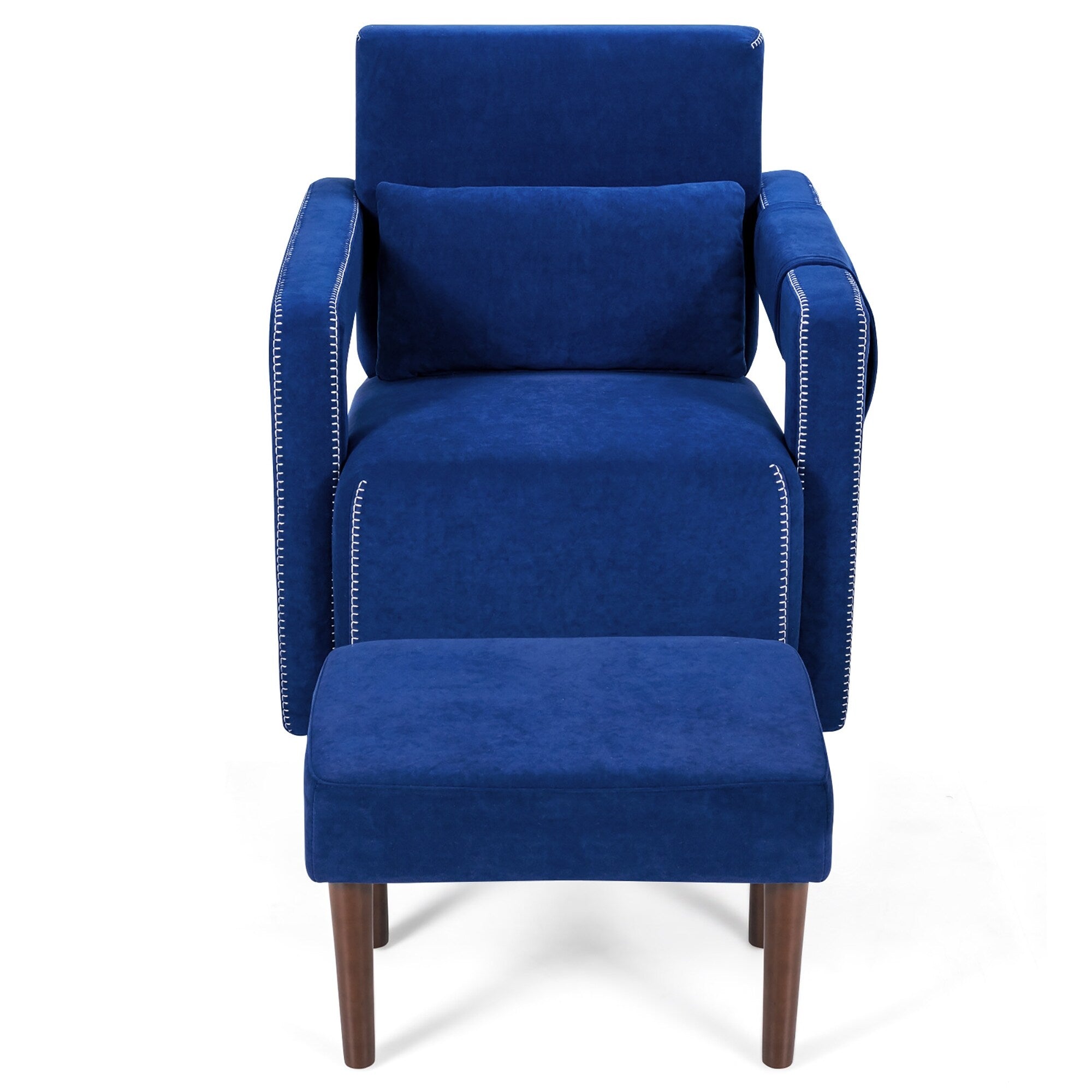 Fauteuil simple en polaire berbère moderne Costway avec pouf et ceinture - 31'' x 31'' x 34,5''