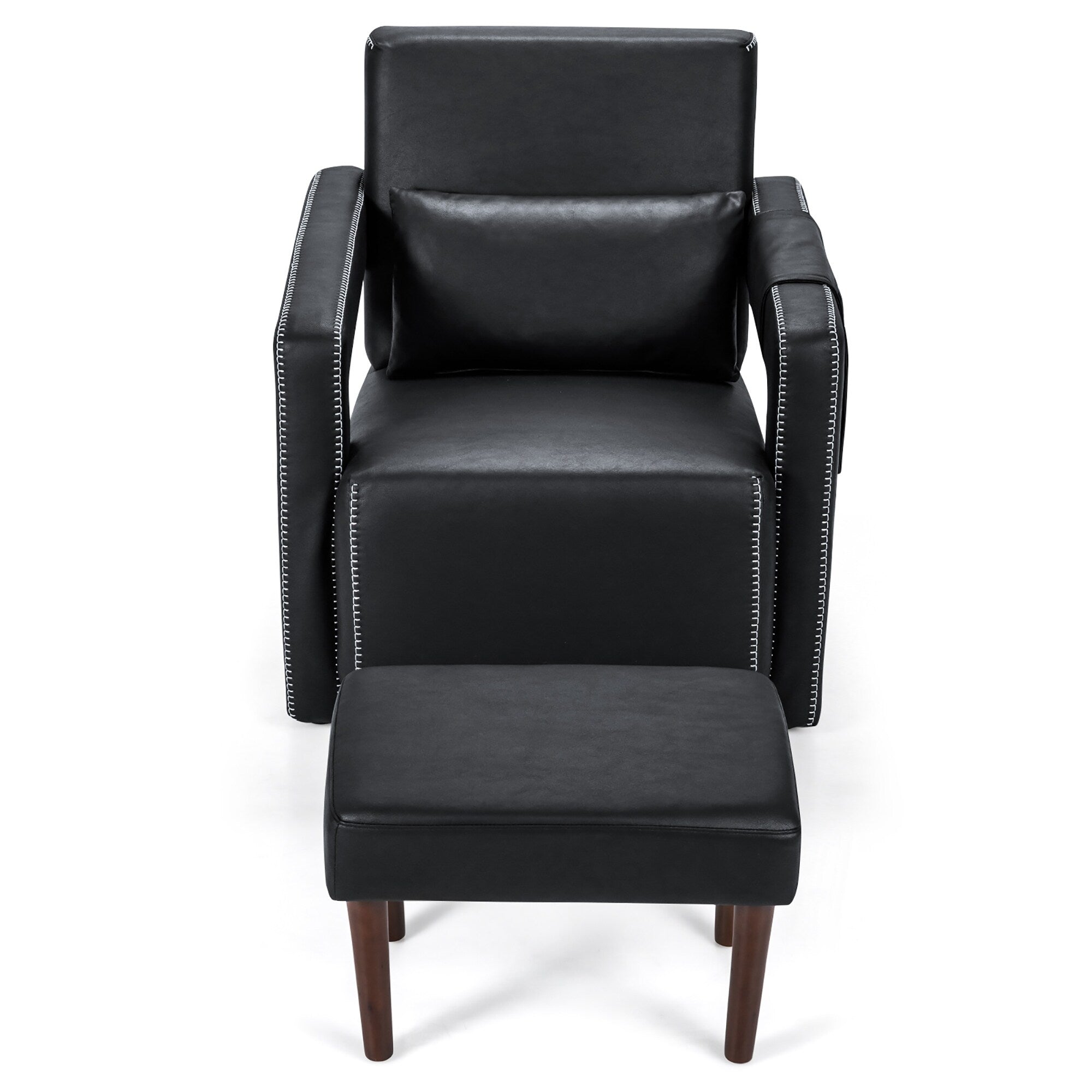 Fauteuil simple en polaire berbère moderne Costway avec pouf et ceinture - 31'' x 31'' x 34,5''