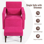 Fauteuil simple en polaire berbère moderne Costway avec pouf et ceinture - 31'' x 31'' x 34,5''