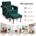 Fauteuil simple en polaire berbère moderne Costway avec pouf et ceinture - 31'' x 31'' x 34,5''