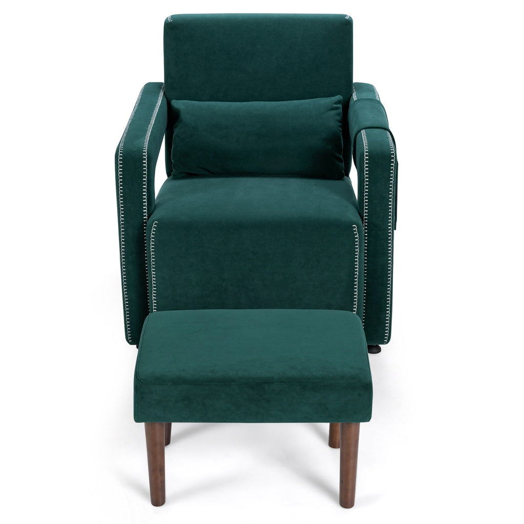 Fauteuil simple en polaire berbère moderne Costway avec pouf et ceinture - 31'' x 31'' x 34,5''
