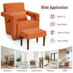 Fauteuil simple en polaire berbère moderne Costway avec pouf et ceinture - 31'' x 31'' x 34,5''