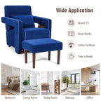 Fauteuil simple en polaire berbère moderne Costway avec pouf et ceinture - 31'' x 31'' x 34,5''