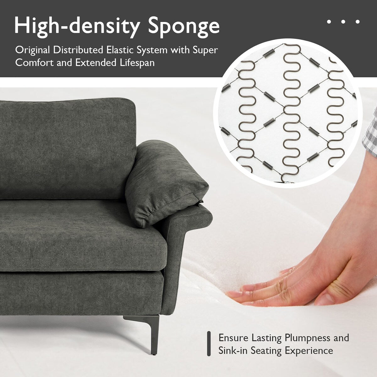 Canapé deux places Costway moderne en tissu pour petits espaces - Voir les détails