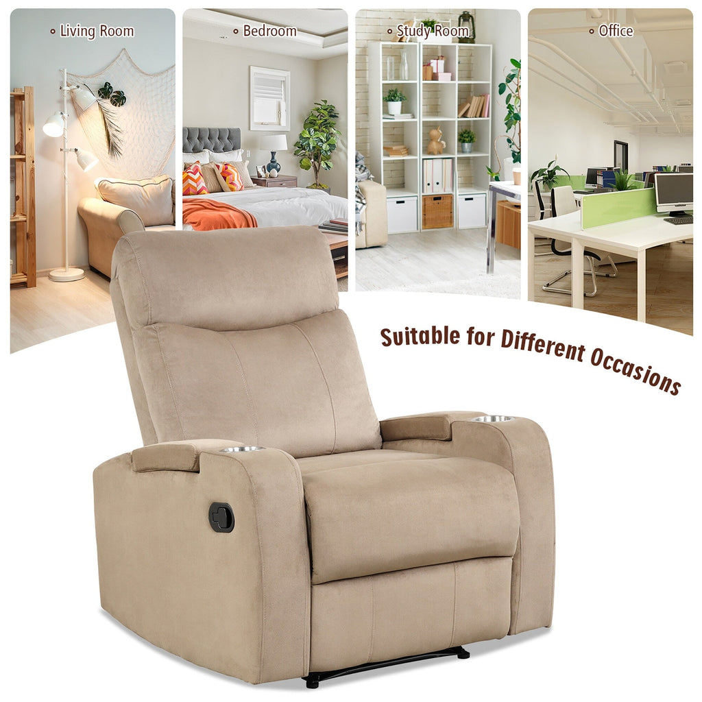 Fauteuil inclinable Costway, canapé simple, avec rangement pour accoudoirs et tasse