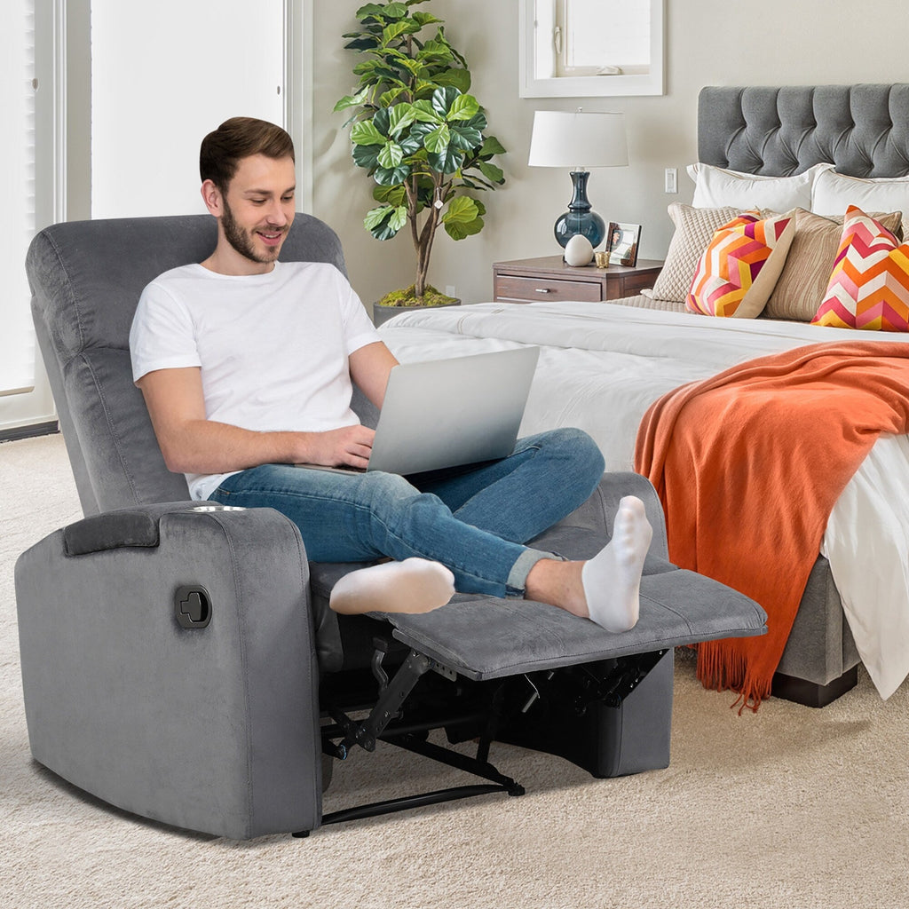 Fauteuil inclinable Costway, canapé simple, avec rangement pour accoudoirs et tasse