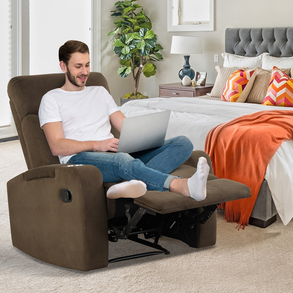 Fauteuil inclinable Costway, canapé simple, avec rangement pour accoudoirs et tasse