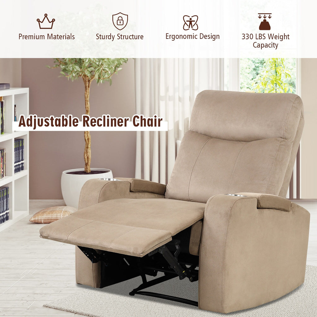 Fauteuil inclinable Costway, canapé simple, avec rangement pour accoudoirs et tasse