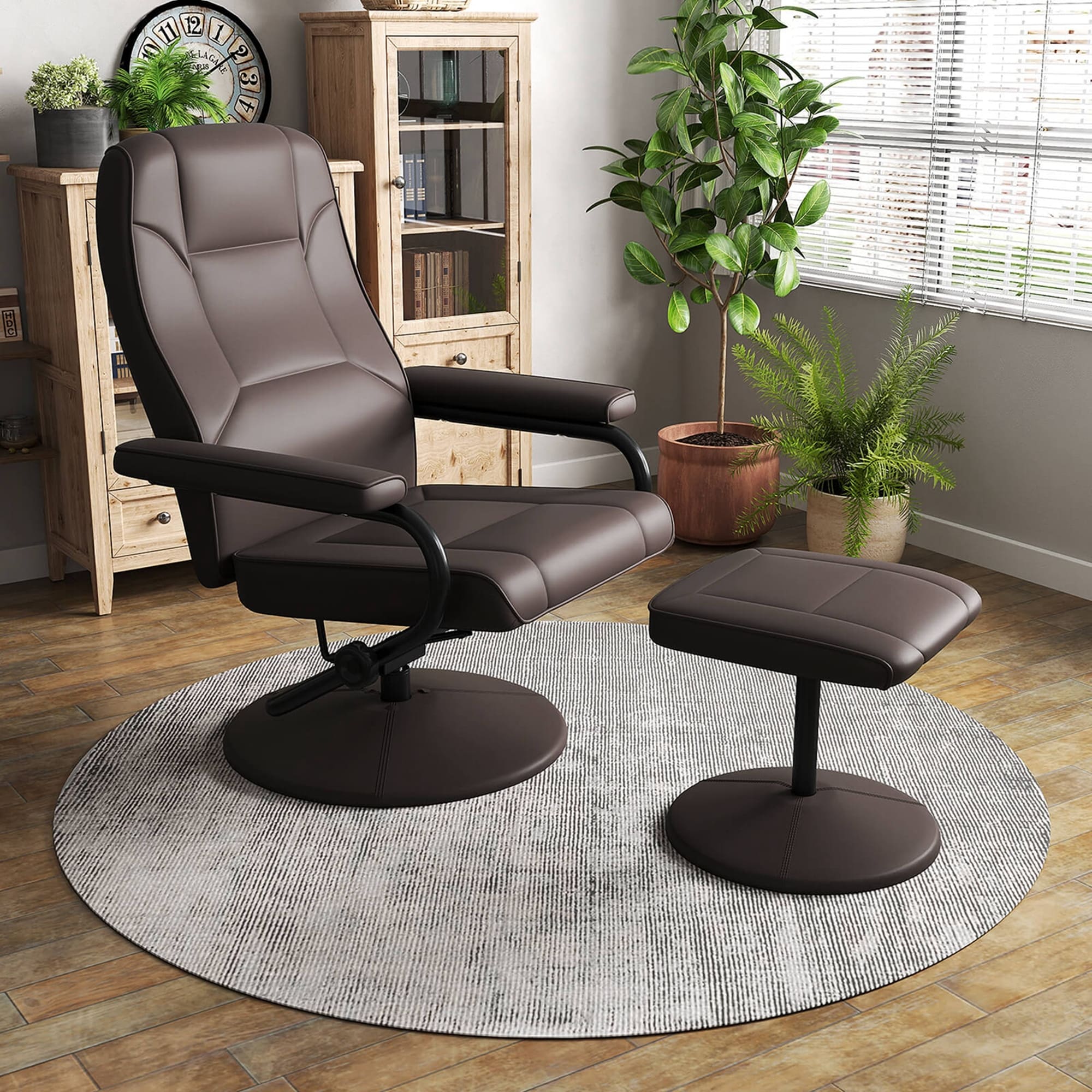 Fauteuil inclinable Costway avec ottoman, fauteuil d'appoint rembourré