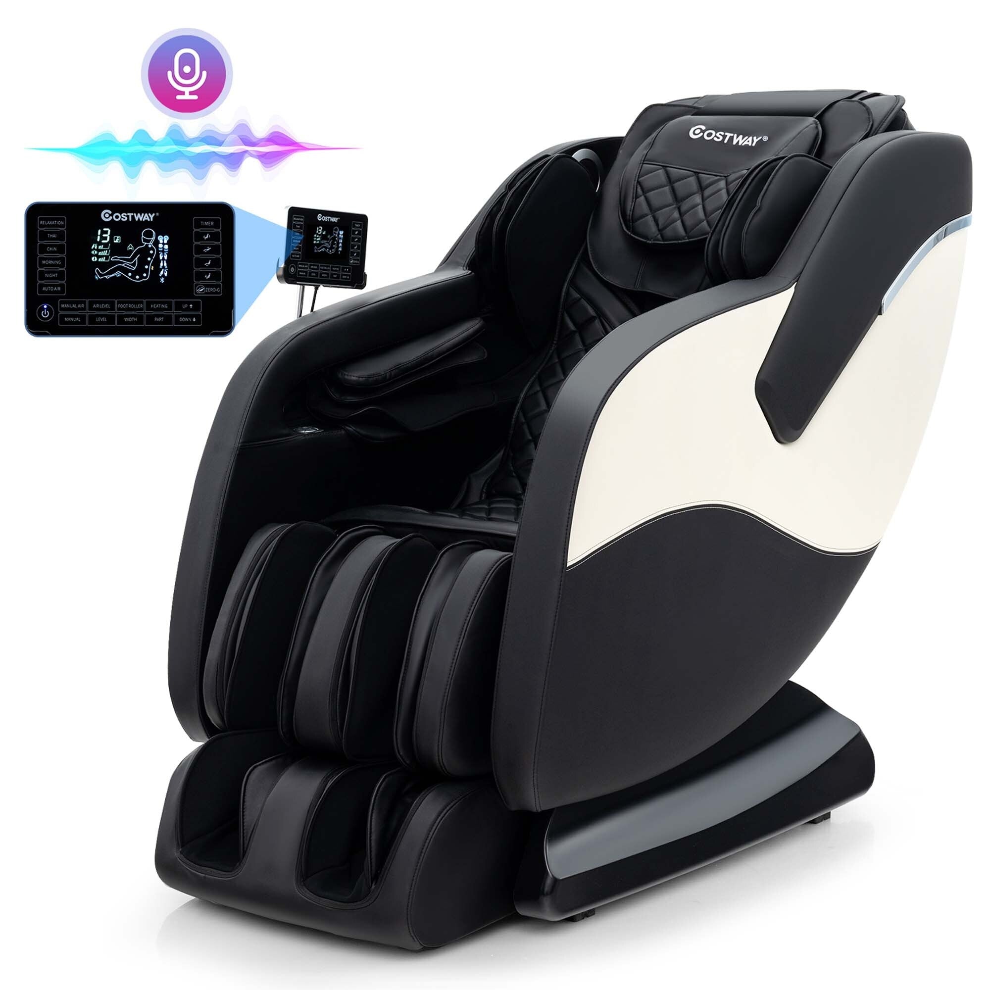 Fauteuil inclinable de massage zéro gravité Costway SL Track avec pied extensible thaïlandais