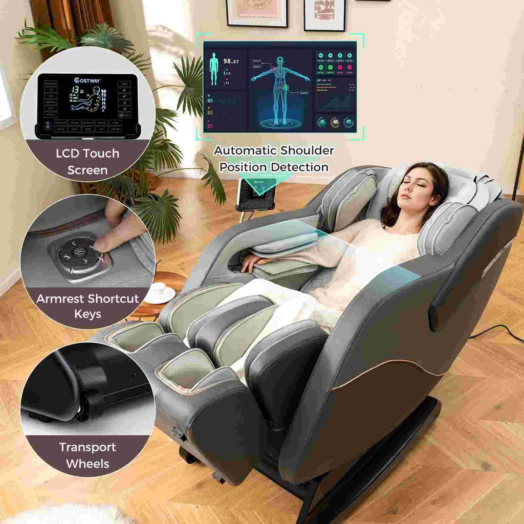 Fauteuil inclinable de massage zéro gravité Costway SL Track avec pied extensible thaïlandais