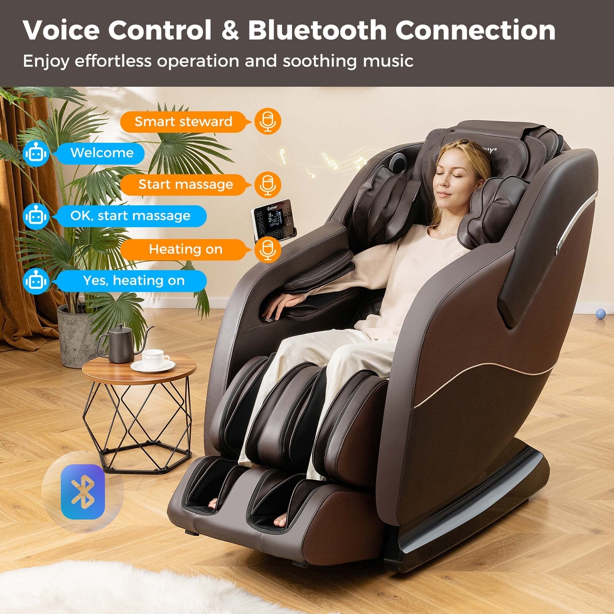 Fauteuil inclinable de massage zéro gravité Costway SL Track avec pied extensible thaïlandais