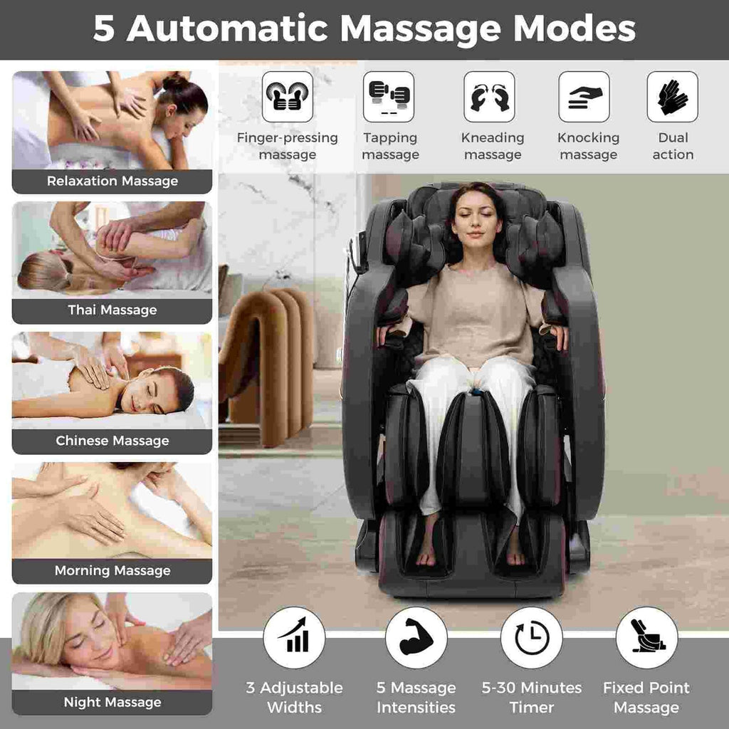 Fauteuil inclinable de massage zéro gravité Costway SL Track avec pied extensible thaïlandais