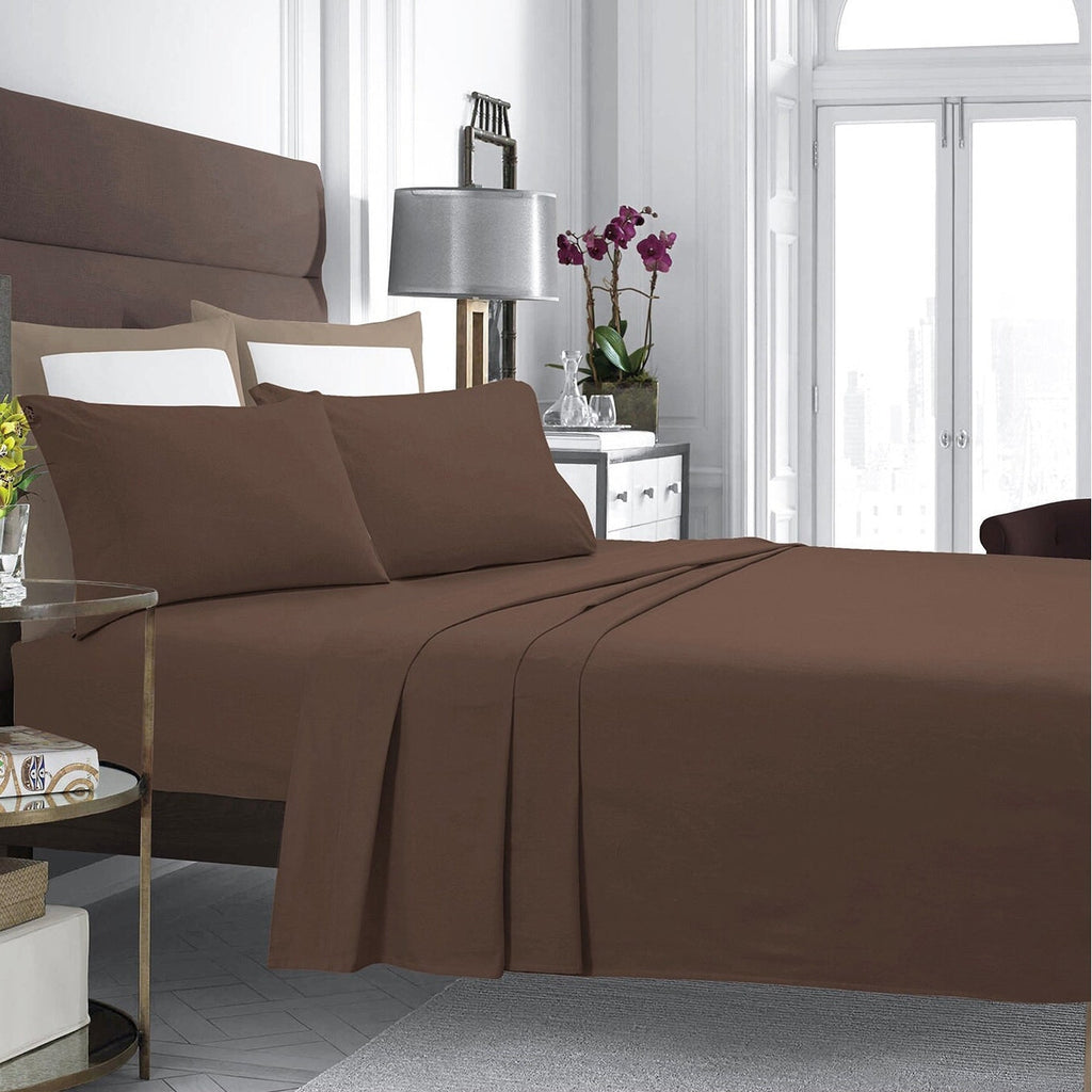 Parure de lit en flanelle de coton à poches extra profondes avec drap plat surdimensionné