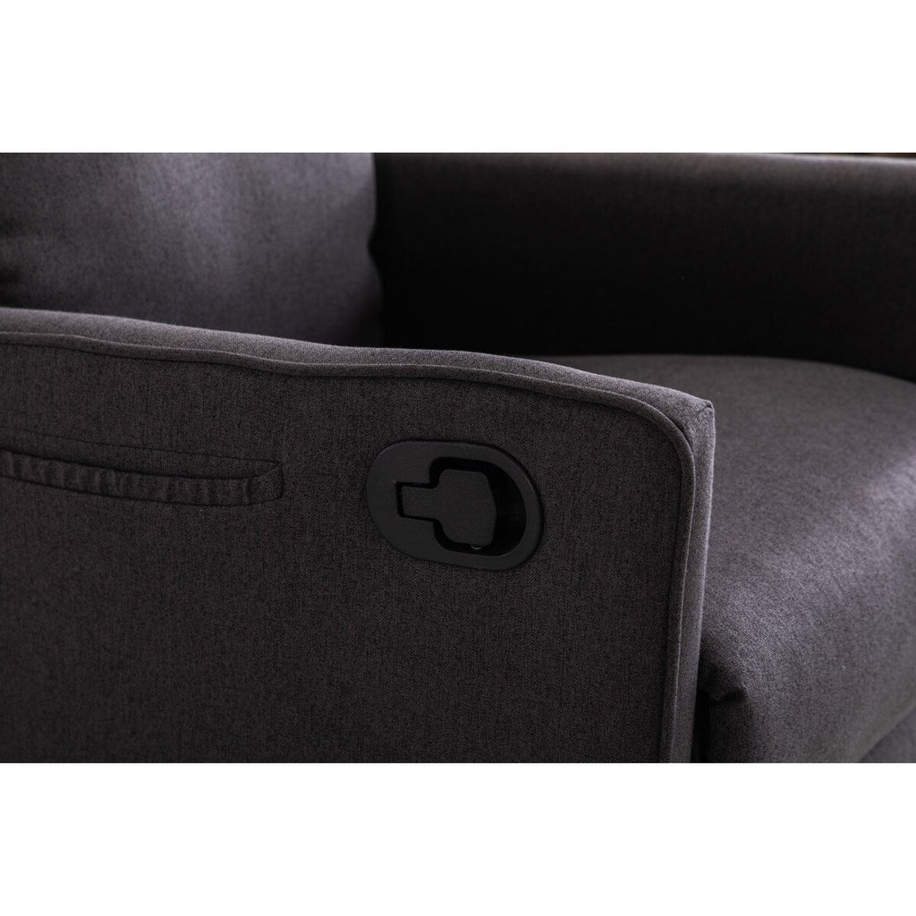 Fauteuil à bascule pivotant en coton et lin, fauteuil inclinable avec dossier réglable et repose-pieds pour chambre d'enfant