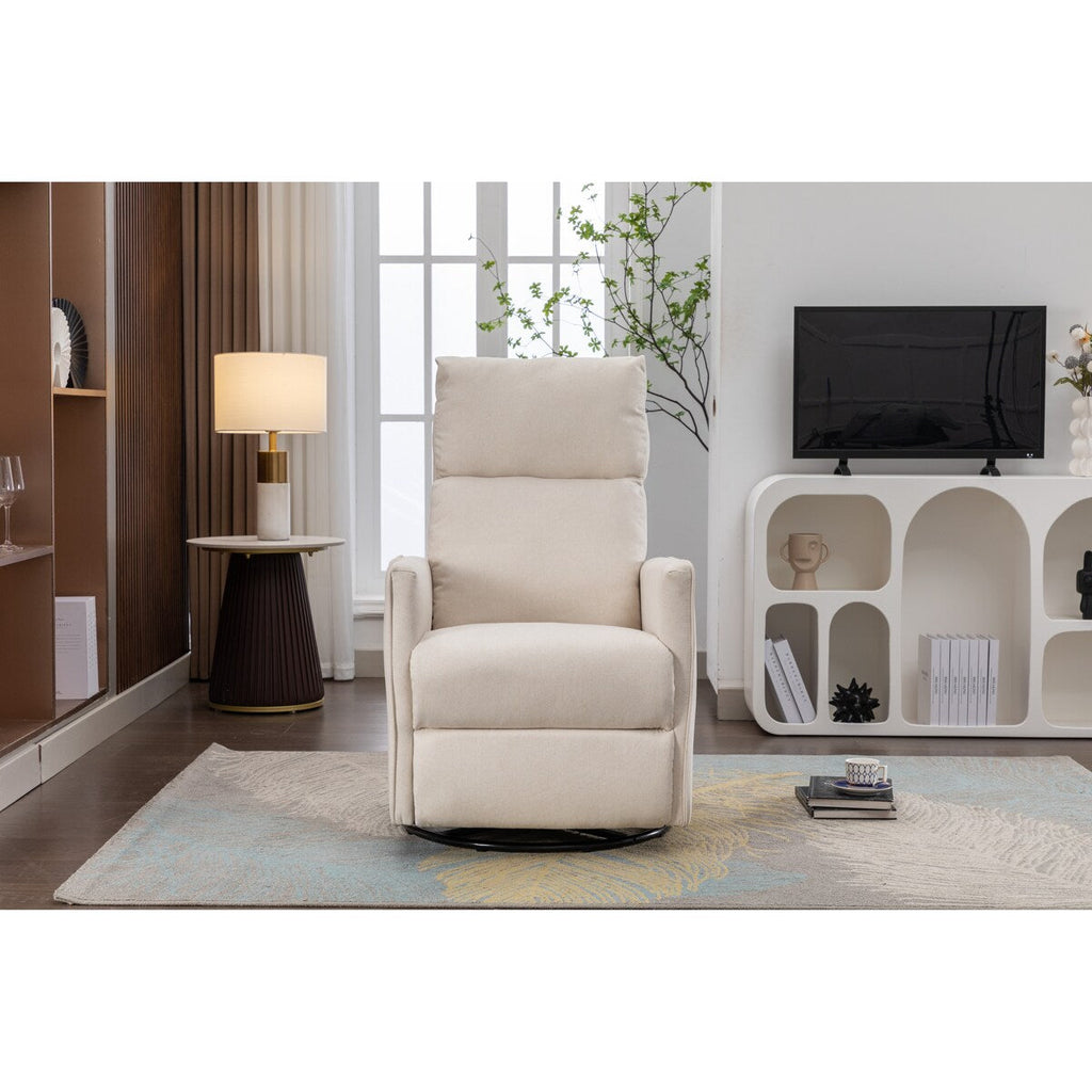 Fauteuil à bascule pivotant en coton et lin, fauteuil inclinable avec dossier réglable et repose-pieds pour chambre d'enfant