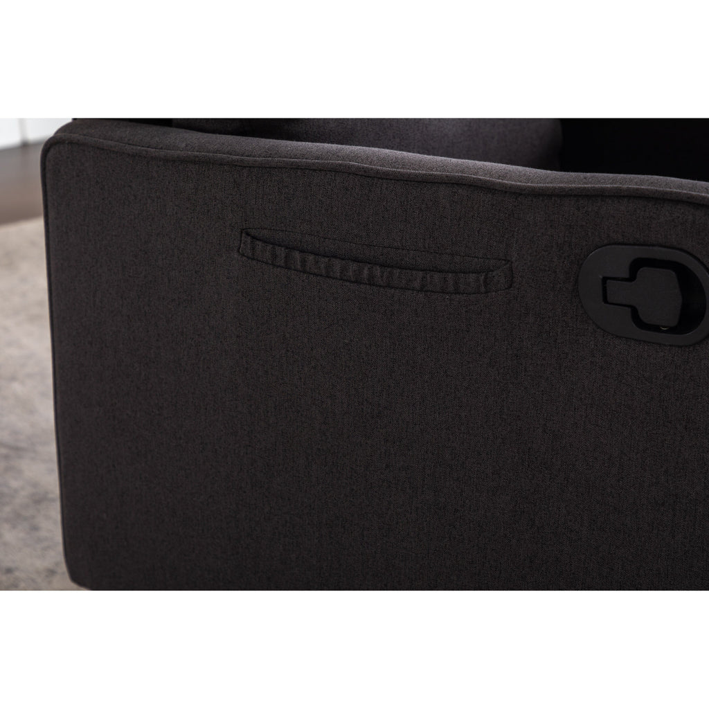 Fauteuil à bascule pivotant en coton et lin avec dossier et repose-pieds réglables