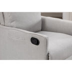 Fauteuil à bascule pivotant en coton et lin avec dossier et repose-pieds réglables