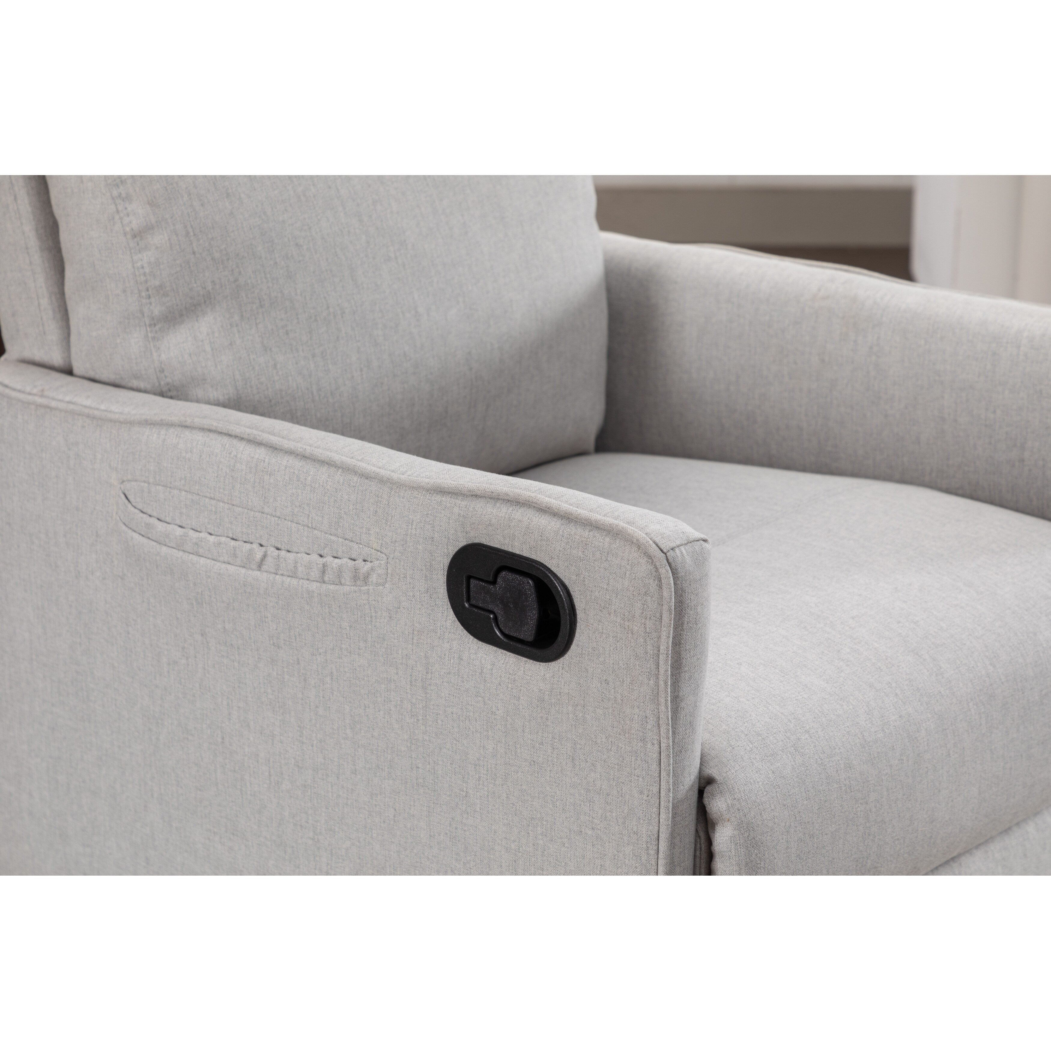 Fauteuil à bascule pivotant en coton et lin avec dossier et repose-pieds réglables