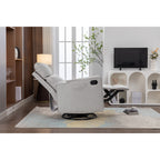 Fauteuil à bascule pivotant en coton et lin avec dossier et repose-pieds réglables