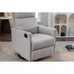 Fauteuil à bascule pivotant en coton et lin avec dossier et repose-pieds réglables