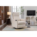 Fauteuil à bascule pivotant en coton et lin avec dossier et repose-pieds réglables