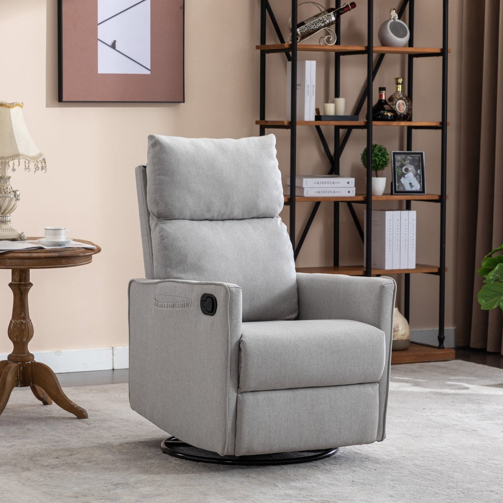 Fauteuil à bascule pivotant en tissu coton et lin