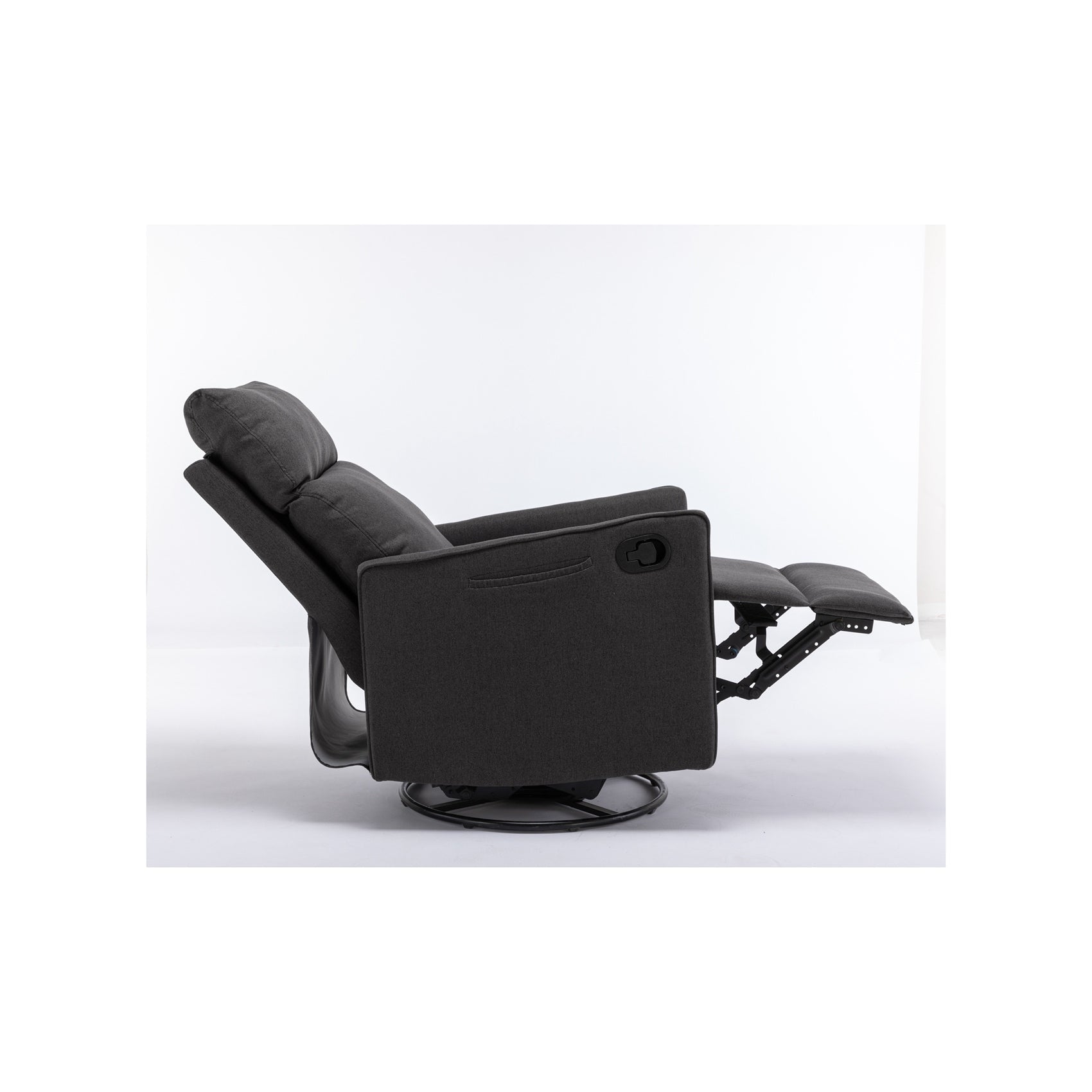 Fauteuil à bascule pivotant en tissu coton et lin