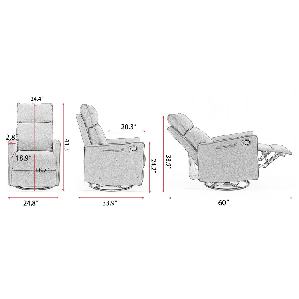 Fauteuil à bascule pivotant en tissu coton et lin