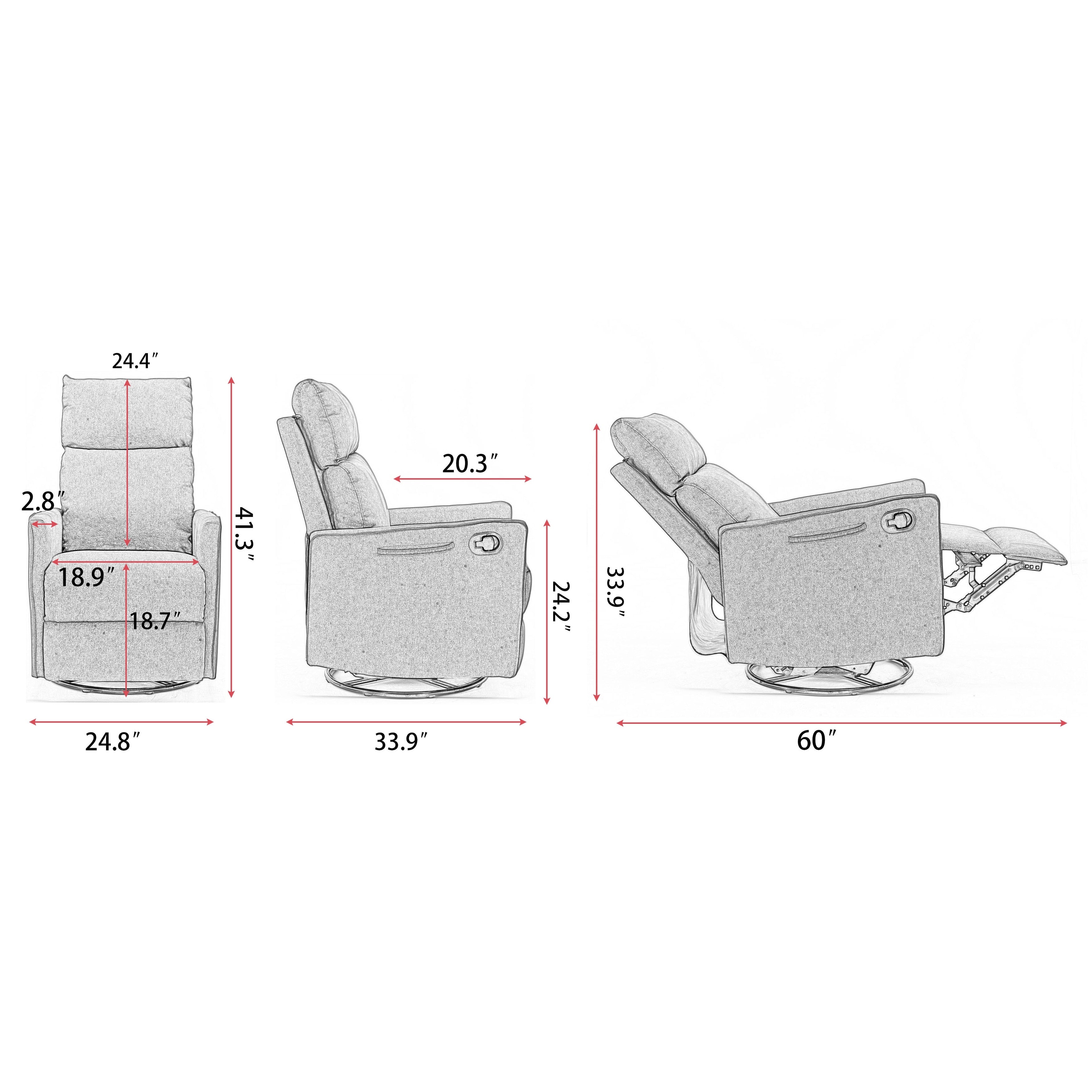 Fauteuil à bascule pivotant en tissu coton et lin