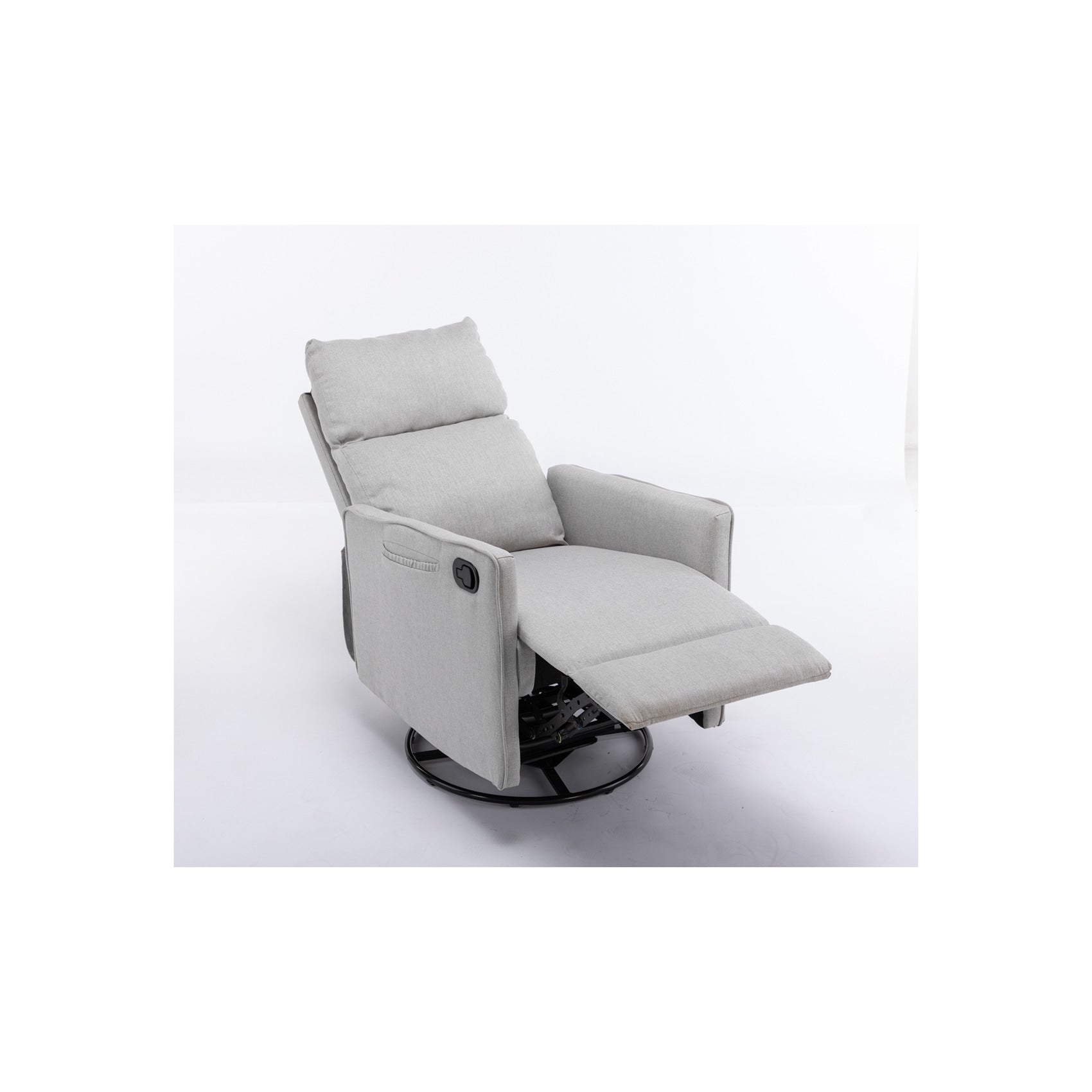 Fauteuil à bascule pivotant en tissu coton et lin