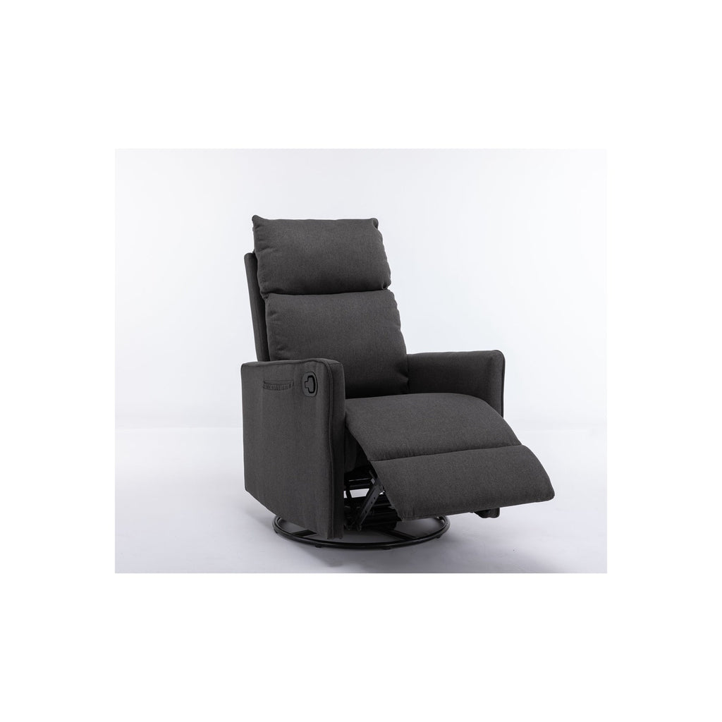 Fauteuil à bascule pivotant en tissu coton et lin