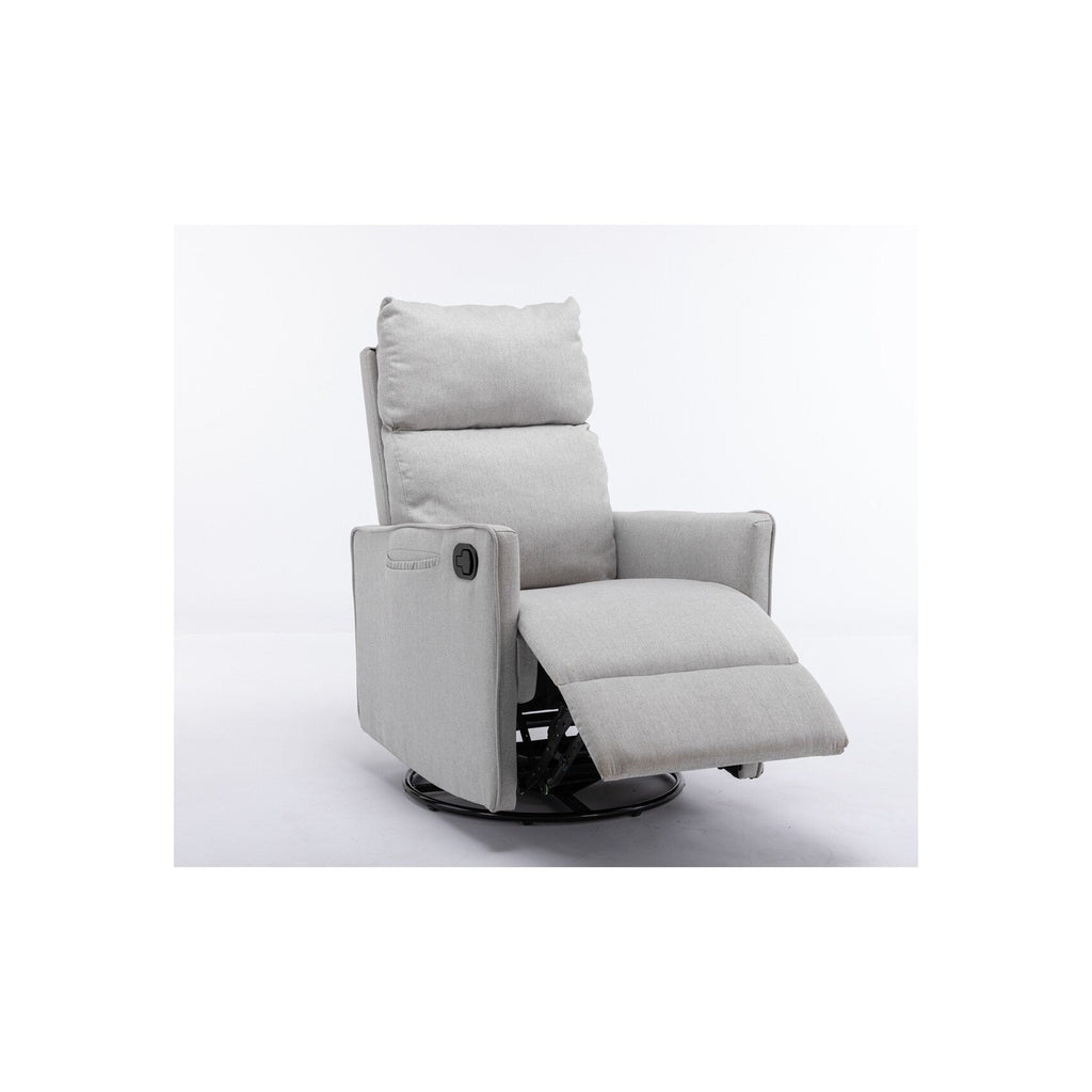 Fauteuil à bascule pivotant en tissu coton et lin