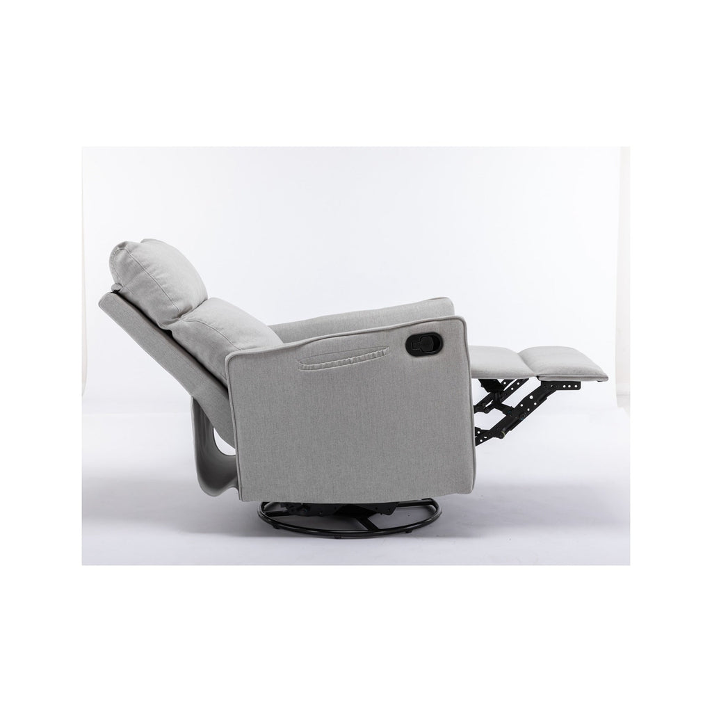 Fauteuil à bascule pivotant en tissu coton et lin