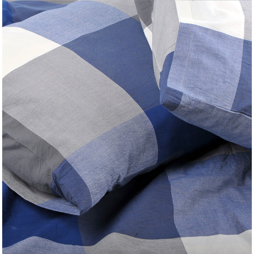 Parure de lit 3 pièces en coton à carreaux et à carreaux