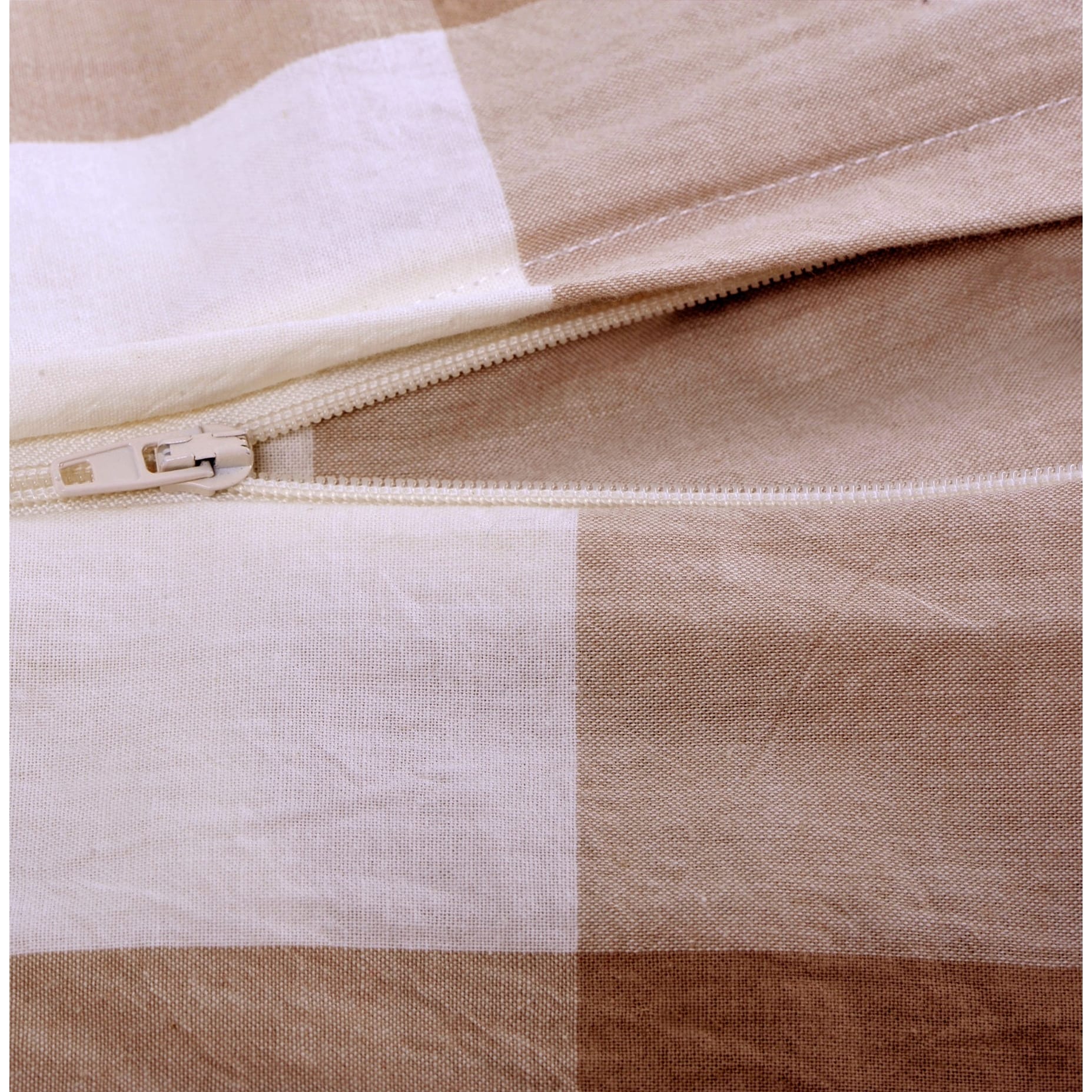 Parure de lit 3 pièces en coton à carreaux et à carreaux