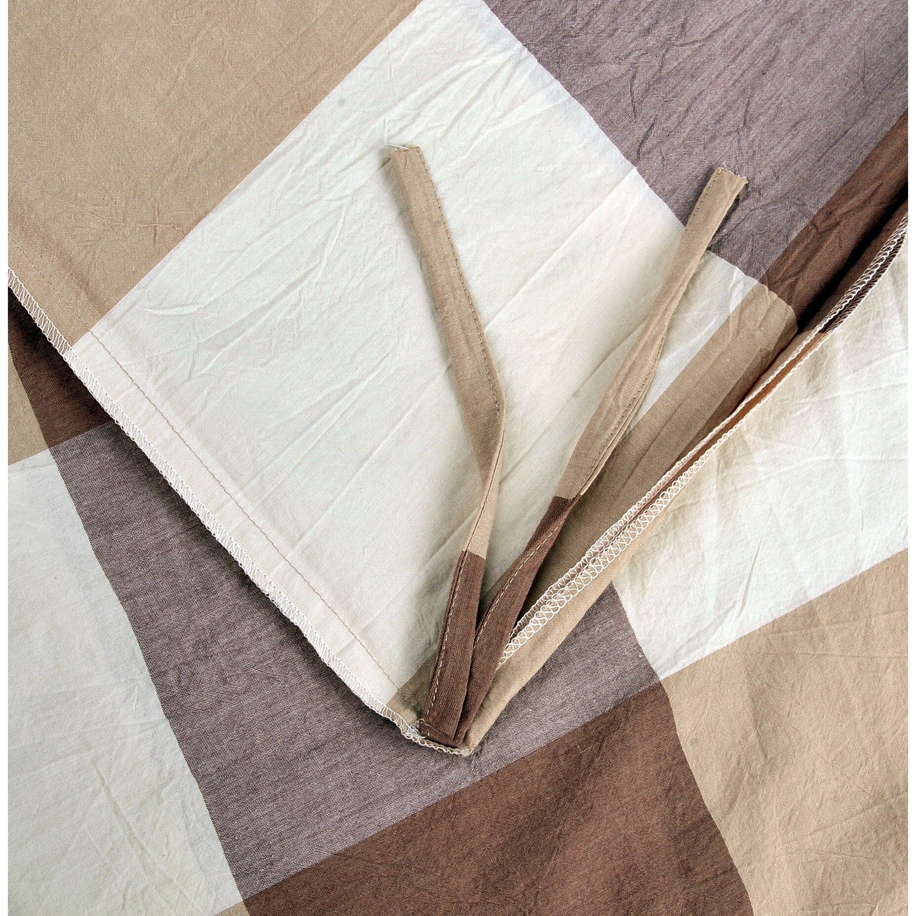 Parure de lit 3 pièces en coton à carreaux et à carreaux