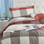 Parure de lit 3 pièces en coton à carreaux et à carreaux