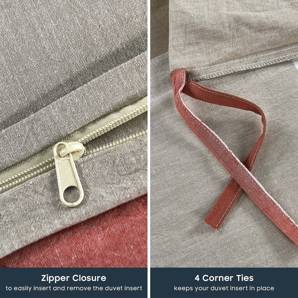 Parure de lit 3 pièces en coton à carreaux et à carreaux