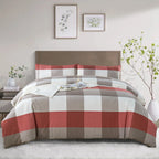 Parure de lit 3 pièces en coton à carreaux et à carreaux