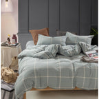 Parure de lit 3 pièces en coton à carreaux et à carreaux