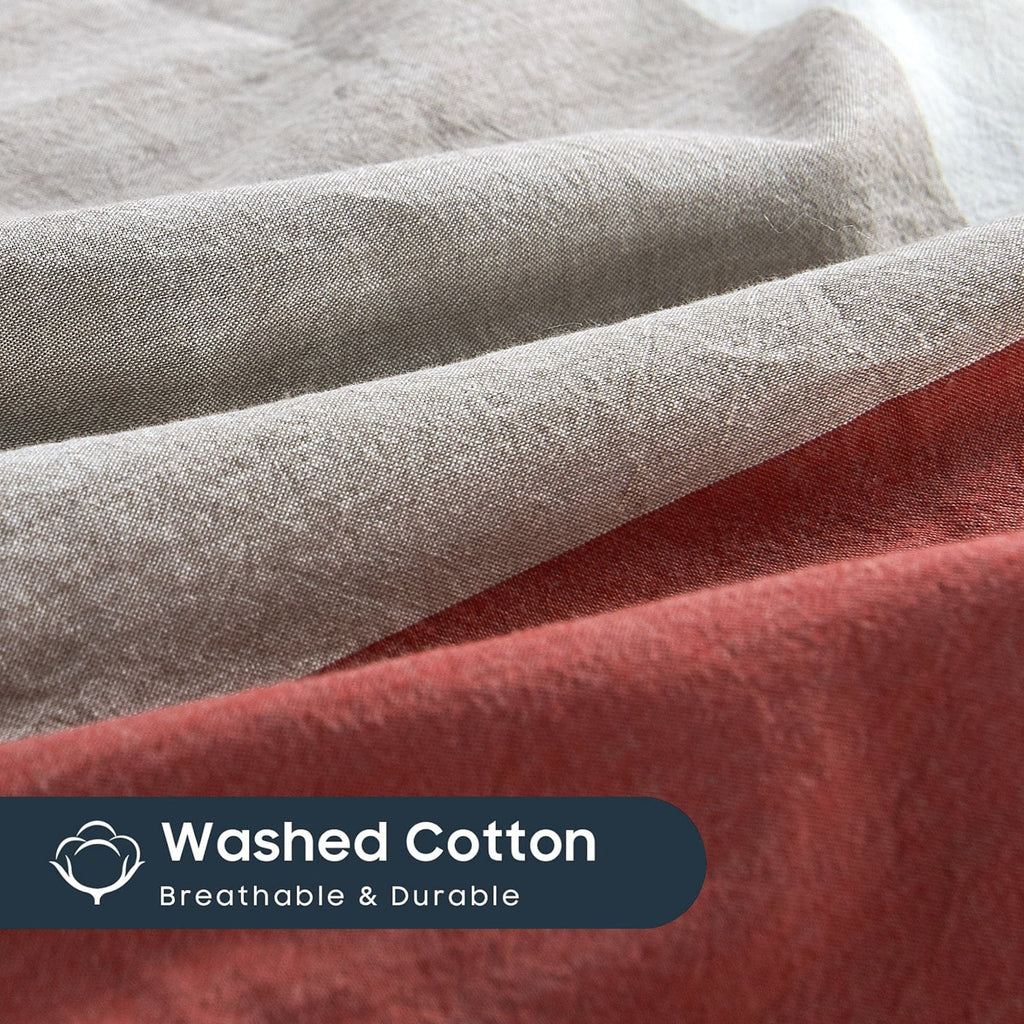 Parure de lit 3 pièces en coton à carreaux et à carreaux