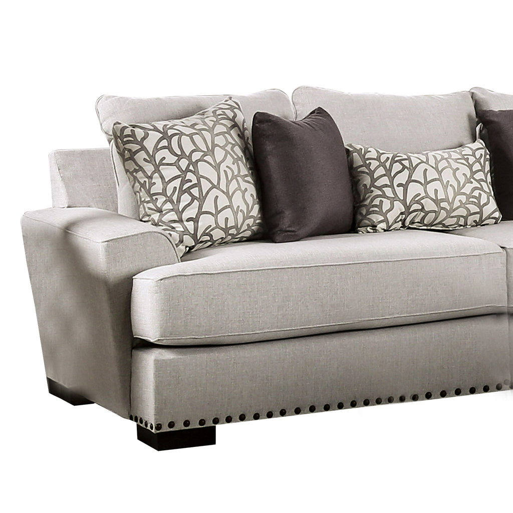 Canapé Coty, 101 pouces, gris clair, 5 coussins décoratifs, coussin d'assise en T