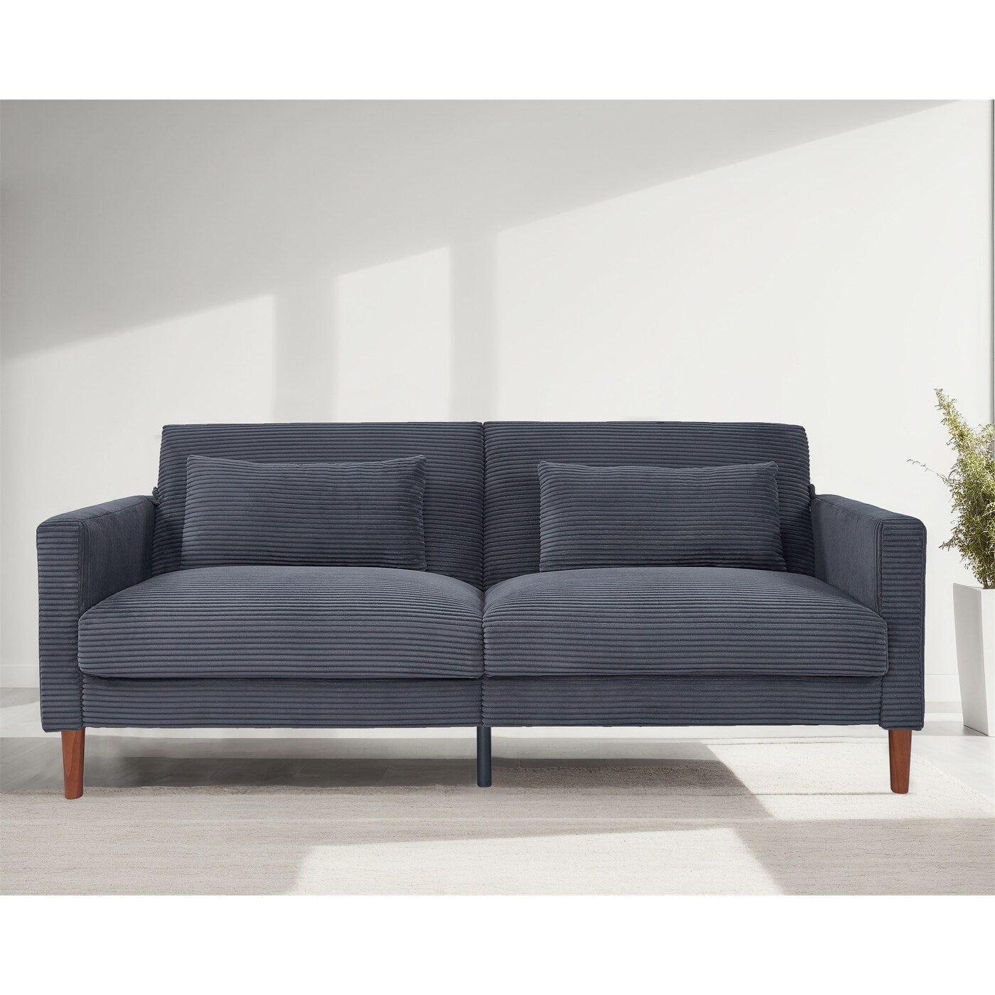 Canapé en velours côtelé avec 2 coussins pour salon et chambre à coucher