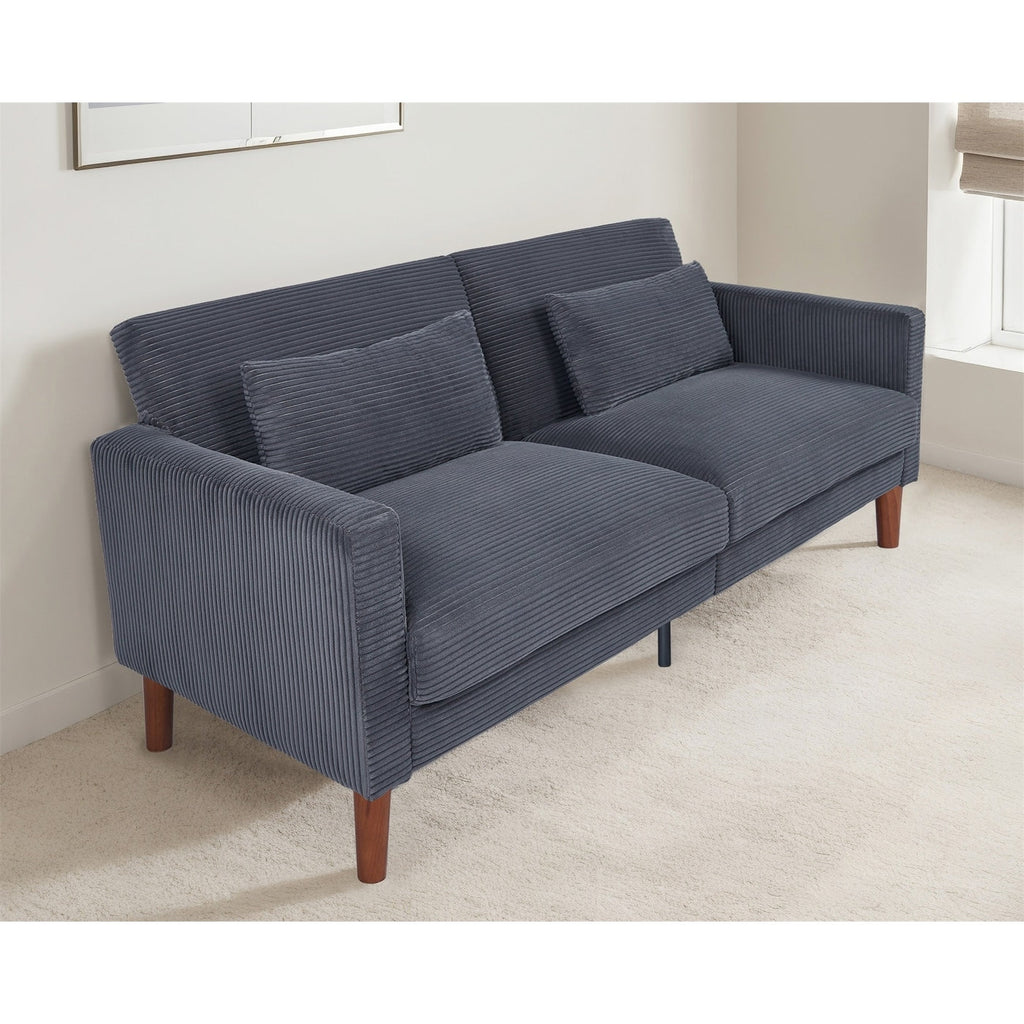 Canapé en velours côtelé avec 2 coussins pour salon et chambre à coucher